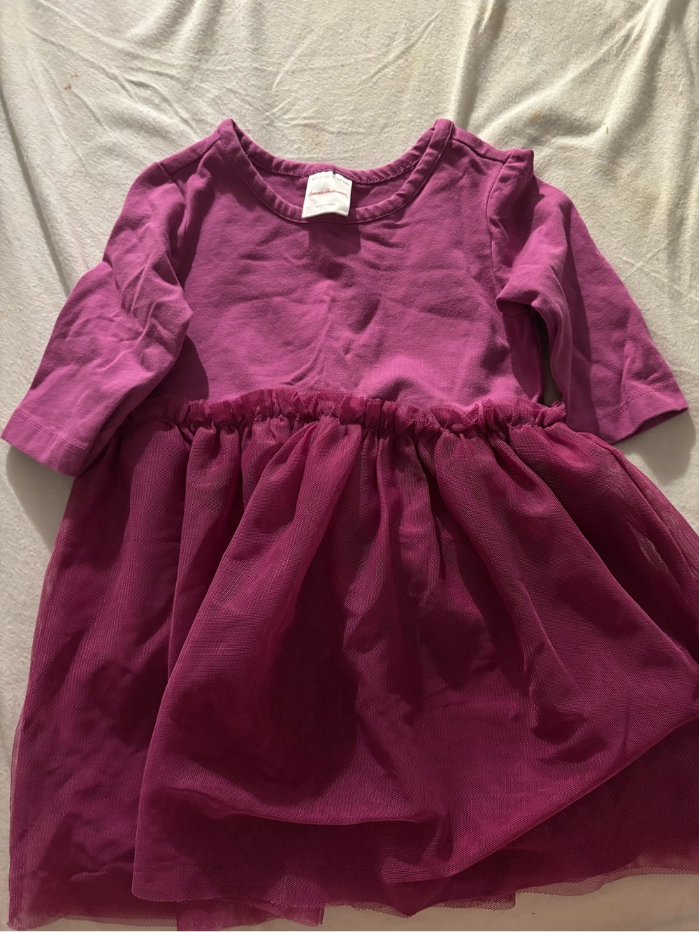 Hanna Andersson Girls' Long Sleeve Tulle Dress - Magenta
